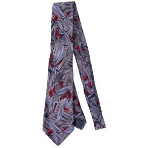 Gianni Versace Purple 100% All Silk Necktie Tropical Print Made‎ in Italy